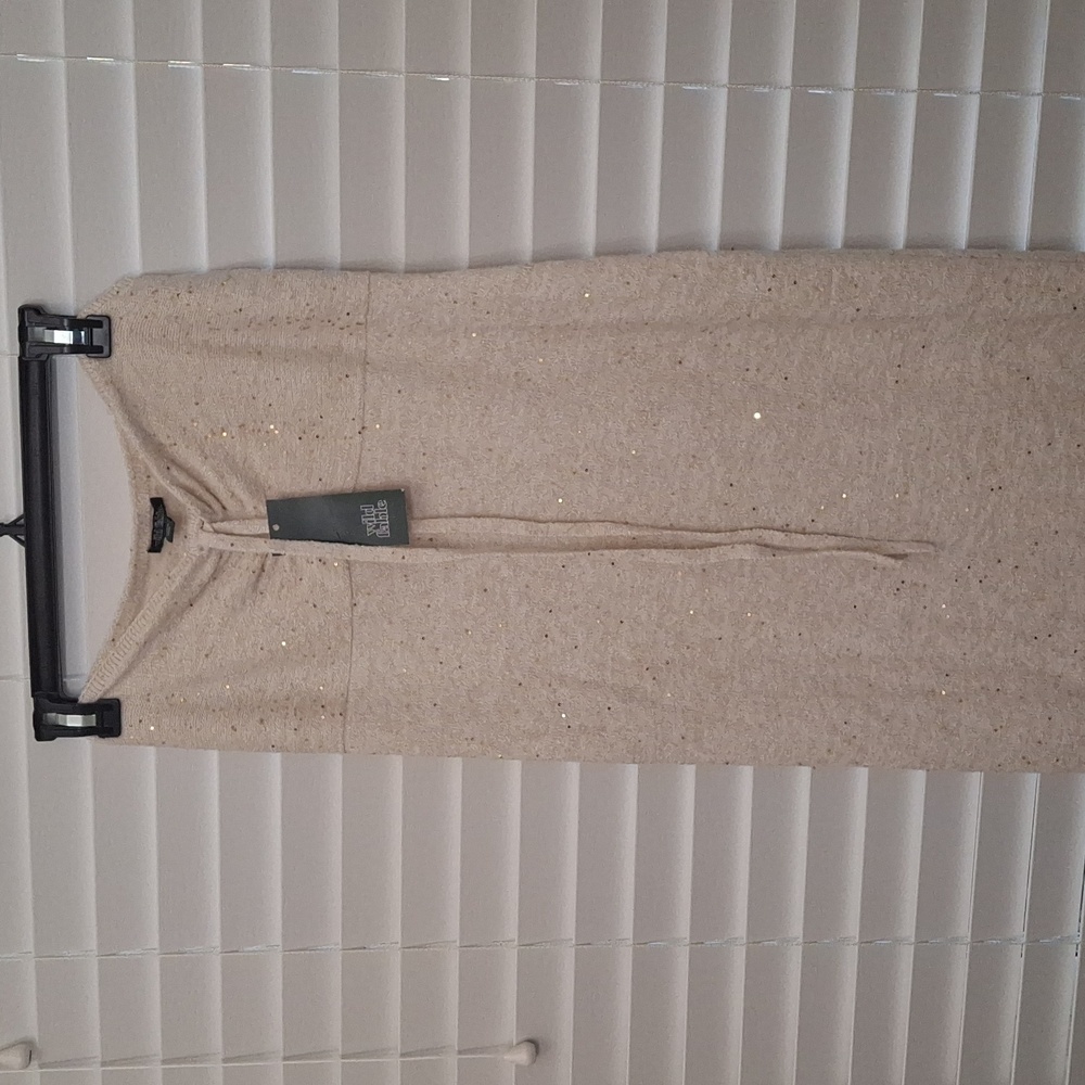 - Tube Midi Sweater Dress Cream Glitter Knit Wild Fable size large NWT